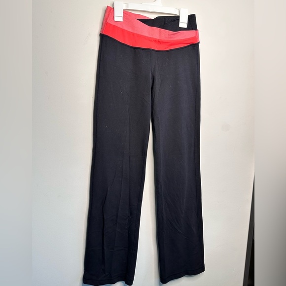 Lululemon Black Yoga Pants with Red Waistband - Picture 1 of 5